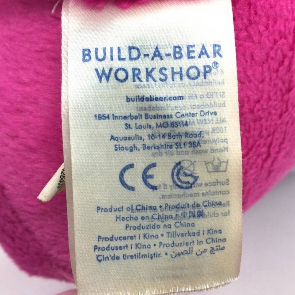 BUILD A BEAR Candy Hearts Pink Valentine Unicorn 19" Stuffed Plush Rainbow hair - Picture 9 of 11